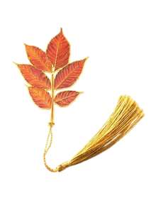1pc Metal Leaf Bookmark, Creative Ginkgo Leaf Maple Leaf Four-Leaf Clover Artistic Vintage Style Book, Retro Bookmark, Translucent Leaf Plant Bookmark, Page Clip Gift Bookmark - Multicolor - View 13