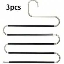 3pcs S-Shaped Stainless Steel Hangers - Non-Slip Space Saving, Can Hold Pants, Jeans And Scarves, Wardrobe Organization Solution, Essential Home Storage - Multicolor - View 21
