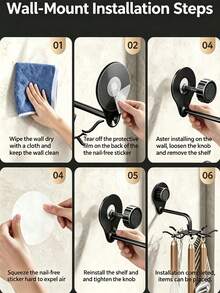 Multi-Hook 360° Rotating Kitchen Utensil Storage Rack, Drill-Free Suction Cup Wall Mount/Countertop Standing Options, Thickened Carbon Steel Pot & Ladle Hanging Rack, Space-Saving Kitchen Organizer, Suitable For Apartments And Rental Homes, Standing Storage Rack - Multicolor - View 8
