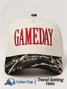 1pc Women's "GAMEDAY" Trucker Hat Adjustable Design Stylish Embroidered Five-Panel Cap Perfect For Casual Wear, Parties Travel - Color-block - Beige Leopard Print - View 6