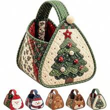 Christmas Character Quilted Tote Basket DIY Fabric Kit, Handmade Sewing Storage Basket Set, Cute Christmas Design Home Holiday Storage, Desktop And Shelf Decor, Handmade DIY Craft Gift - Multicolor - View 10
