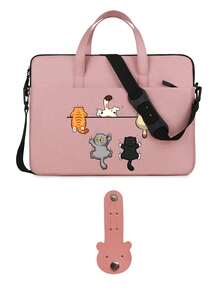 Laptop Bag, Compact Shoulder Bag With Accessory Compartments, Cat Print Design, Equipped With Detachable And Adjustable Shoulder Strap, Data Cable Storage, Fits In Suitcase, Laptop Protective Bag, Briefcase, Document Storage Bag, Portable Commuter Bag, Suitable For Laptop And Tablet, Travel, Commute, Back To School, Halloween, Christmas Gift - Multicolor - View 13