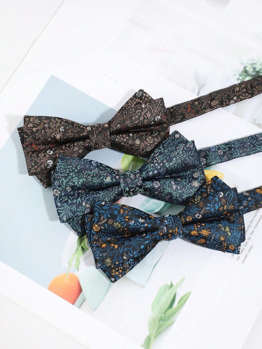 1PC Men's Fashion Exquisite Floral Pattern Bow Tie, Comfortable & Versatile, Suitable For Daily Commute, Party, Matching - Multicolor - View 1