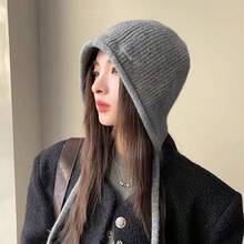1pc Solid Color Casual Elegant Acrylic Knit Beanie Hat, Autumn/Winter New Style, Fashion Versatile Cute Rope Warm Women's Cold Weather Hat - One Size Fits All - View 1