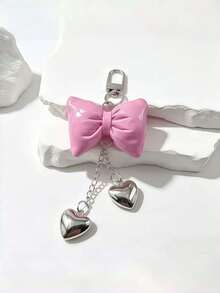 DIY Handmade New Hot-Selling PU Padded Colorful Bow Heart Keychain 1pc, Macaron Style Candy Color Cute Leather Padded 3D Bow Key Pendant, Creative Holiday Gift For Lovers And Friends, Souvenir, Creative Gift For Girlfriend, Holiday Gift, Phone Car Accessory Key Ring, Holiday Creative Small Gift For Giving, Event Gift - Multicolor - View 13