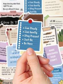 50Pcs Vintage Inspirational Quote Stickers, Positive Self Affirmation Text Stickers For Junk Journal, Scrapbook, Planner, Notebook & DIY Craft Decoration - 50pcs - View 4