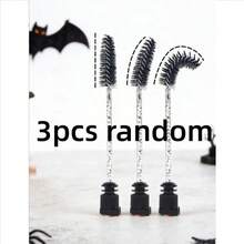 Random Pattern 5/3/1pc Halloween Theme Eyelash Glue Applicator, Crystal Stem Eyelash Brush, Spiral Stem Eyelash Brush, Eyebrow Brush. Multiple Halloween Theme Patterns. Used For Grooming And Styling, Eyelash Brush. - Multicolor - View 12
