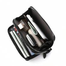 Men's PU Leather Clutch Bag, Zipper Phone Wallet, Large Business Handbag, Multi-Card Slot Card Holder Wallet, Leather Clutch Bag, Large Capacity Business Handbag, Phone Card Slot Storage Box, Coin Purse, Men's Wallet, Long Wallet - Black - View 5