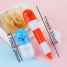 1pc Cute Expression Pill Capsule Neutral Pen Creative Retractable Design Water Pen 0.5mm Bullet Tip Student Fun Pen Super Eye-Catching Capsule Pill Shape With Cute Cartoon Expression Bright Colors Soft Healing Feeling Full Of Fun When Held In Hand Instantly Grabs Attention Retractable Pen Body Design Pull Off Capsule Pen Cap And Pen Tip Automatically Slides Out Put On Pen Cap And Pen Tip Retracts Simple Operation No Need To Rotate Or Press Just Write Anytime - A - View 11