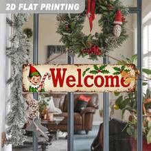 2D Flat Single Piece, Holiday Elf And Holly Berry Metal Sign, Christmas Holiday Decoration, Vintage Wall Decor, Home Winter Decorative Sign And Plaque, Size 3.94X15.75 Inches (Random Style) - A - View 3