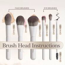 BS-MALL 6PCS Travel Makeup Brush Set Soft Velvet Synthetic Small Cosmetic Brush Complete Function Cosmetic Brushes Kit - White - View 4