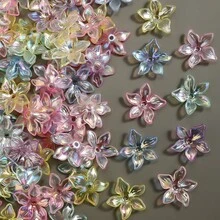 100pcs Acrylic Flower Beads, Clear Floral Beads With Hole, AB Color Transparent Loose Beads For DIY Jewelry Making, Bracelets, Necklaces & Crafts - Random Color - View 4