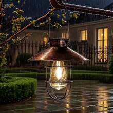 Solar Powered Hanging Lantern, Waterproof Metal Cage LED Warm White Light, Suitable For Trees, Gardens, Patios, Porches, Balconies Outdoor Hanging Solar Lights, Vintage Farmhouse Style Decorative Lights, Suitable For Backyard, Party And Holiday Atmosphere Lighting - Multiple Styles - View 3