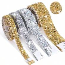 1pc Self-Adhesive Resin Rhinestone Strip Clothing Accessory, DIY Rhinestone Decor - Multicolor - View 1