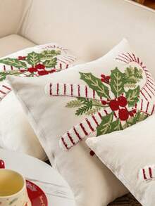1PC Multicolor Christmas Candy Cane Canvas Pillowcase, Exquisite Embroidery Craftsmanship, Multiple Sizes Available, Pillow Insert Not Included, Suitable For Various Home Scenes, Machine Washable - Multicolor - View 10