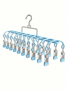 Double-Layer Clip Hanger Anti Slip Space Saving Made Of High-Quality Metal Multipurpose Pants Rack Suitable For Drying Items Like Underwear Socks Multifunctional Drying Rack And Wardrobe Organizer Accessory Ideal For Homes Bedrooms And Balconies - Multicolor - View 14