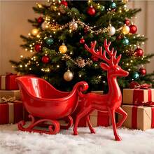 1pc Reindeer Sleigh Christmas Ornament Bowl, Dual-Purpose Holiday Tabletop Storage Decor, Creative Christmas Desktop Decoration Bowl, Suitable For Coffee Table, Dining Table, Entryway, Living Room, Holiday Party Home Atmosphere Decoration - Multicolor - View 6