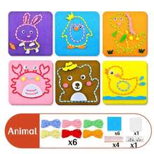 6Pcs Non-Woven Fabric Sewing Boards DIY Embroidery Kit For Children Kids Cartoon Animal Fruit Traffic DIY Material Sewing Craft - A - View 10
