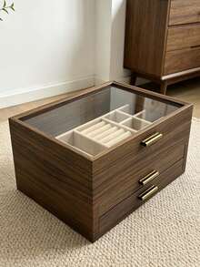 1pc Jewelry Storage Box, Large Capacity Desktop Drawer Storage Box, Stackable Drawer Storage Box, Used For Organizing Jewelry And Accessories. Ring, Earring, Necklace Storage Box, Drawer Design, Convenient To Access. - Multicolor - View 2