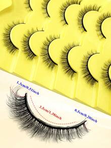 ENCHUW 6 Pairs Natural Lashes Fluffy False Eyelashes Curl Fake Eyelashes With Soft Band Eye Lashes Wispy Lashes 3D Volume Strip Lashes - Black - View 4