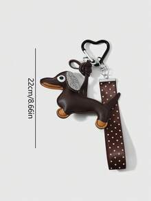 1pc Vintage Dachshund Keychain Polka Dot Heart Rope Pendant Bag Charm - Multicolor - View 7