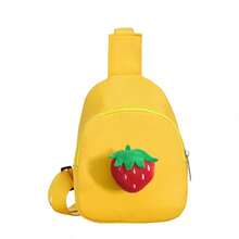 Children's Cute Strawberry Chest Bag, Girls' Solid Color Small Crossbody Bag, Lightweight Zipper Closure Small Bag For Travel And Coins, Suitable For Daily Use - B - View 10