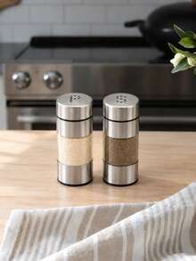 4/1pc Stainless Steel Salt/Pepper Grinder, Acrylic Liner, Brushed Finish, Cylindrical Design, Transparent Observation Window, Seasoning Dispenser, Suitable For Kitchen, Restaurant, BBQ, Saudi National Day Dining, Christmas Table Setting And Gift - Multicolor - View 3