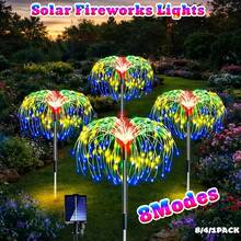 Solar Powered Lawn Firework Decorative Lights, Dual Color Warm And Colorful Options, 1PC 60LEDs And 4pcs 360LEDs Specifications, Radial Firework Shape Night Blooming Light And Shadow, Solar Charging By Day And Automatic Lighting By Night, Patio Pathway Courtyard, Outdoor Camping Festival Party Landscape Lights - Solar Fireworks Light - View 3