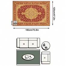 1PC Burgundy & Gold Classical Floral Area Rug, European Palace Style Faux Cashmere Rectangular Vintage Totem, Machine Washable For Living Room Bedroom Daily Home Decor, Aesthetic Home Decoration - Multicolor - View 11