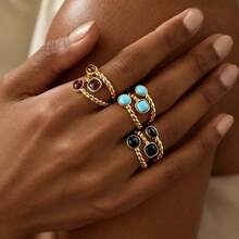 S SHOPBOHO 1pc Luxury Rhinestone Tennis Ring Wedding Ring Stainless Steel Hypoallergenic Women's Jewelry - Iced Out Tennis Ring - View 9