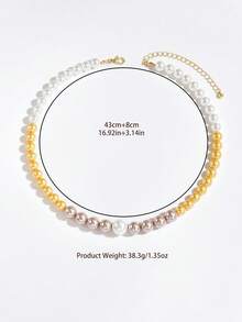 Morandi Gradient Mixed Color Glass Pearl Necklace - Champagne - View 2