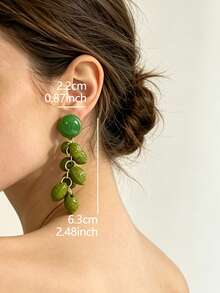 1 Pair Fashionable Lemon-Shaped Tassel Earrings, Suitable For Women To Wear At Vacation And Party - Green - View 5
