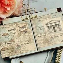24 Sheets 6x6 Inch Vintage Travel Scrapbooking Paper, Non-Repeating Pattern Postage Stamp Collage Cardstock, Distressed Map And Airplane Craft Paper, Suitable For DIY Junk Journal, Nautical Diary And Vintage Paper - Square - View 7