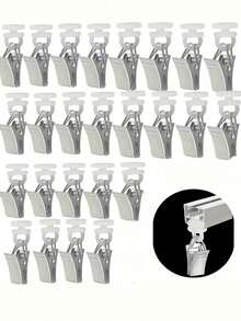 30pcs Metal Curtain Clips With Nylon Rollers, Curtain Gliders, Plastic Slider Clips, Track Hardware Clips, Suitable For Curtain Rails, Shower Curtains, Door Curtains - Multicolor - View 1