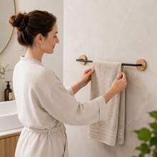 47.5cm Wood Modern Towel Rack, Minimalist Bathroom Hanging Storage Bar, Space-Saving Wall Mount Organizer - D - View 1