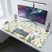 Cartoon Cat And Floral Pattern Gaming Mouse Pad, Non-Slip Rubber Desk Mat, Smooth Sliding Surface, Suitable For Computer Laptop Office Home, Cute Abstract Art Decor, Back To School Supplies - A - View 9