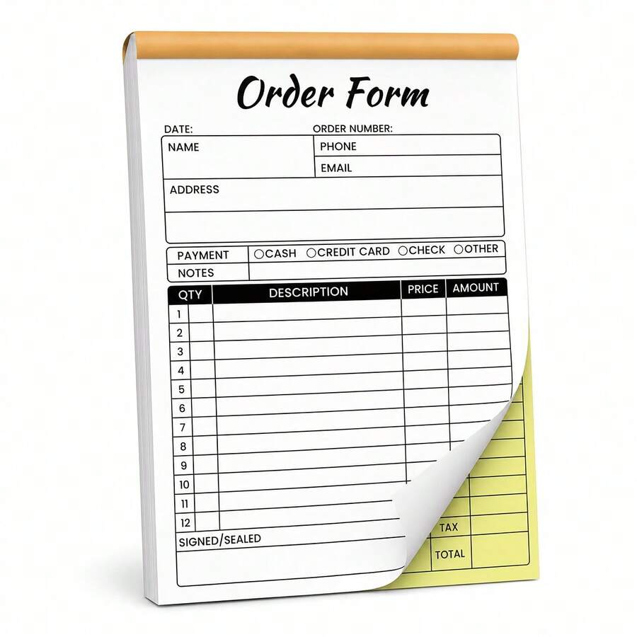 1PC Thank You For Your Visit Receipt Book, White And Yellow 2-Ply Carbonless Receipt Book, Suitable For Small Business Invoice Book, Order Book, Receipt Book, Invoice Book, Applicable To Commercial, School, Back To School And Other Scenarios - A - View 1