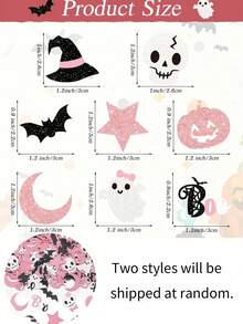 100pcs Halloween Ghost Colorful Confetti, Shiny Sequins Colorful Confetti (Includes Ghost, Witch, Bat, Skull And Pumpkin Patterns) - Suitable For Party, Birthday And Halloween Decoration Glitter Confetti, Halloween Party Table Decoration Colorful Confetti - Multiple Styles - View 3