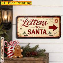 Letter To Santa Christmas Sign, Vintage Metal Plaque, Decorative Plaque And Ornament, 1pc, (6 Inches X 12 Inches), 2D Flat, Envelope Arrow Mail Prompt Sign, Cream Red Seasonal Message Wall Decor, Suitable For Home And Classroom Children's Letter Writing Corner - A - View 7
