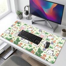 Cartoon Cat And Floral Pattern Gaming Mouse Pad, Non-Slip Rubber Desk Mat, Smooth Sliding Surface, Suitable For Computer Laptop Office Home, Cute Abstract Art Decor, Back To School Supplies - A - View 2