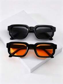 Summer Vintage Men's 3 Pieces Eyewear Set, Square Small Frame, Suitable For Summer Daily Wear And Photography - Multicolor - View 6
