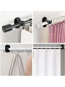 2pcs/4pcs/6pcs No-Drill Adhesive Curtain Rod Brackets, Screw-Fixed / Adhesive Dual-Use Curtain Rod Holders, Adjustable Self-Adhesive Curtain Hooks Wall Mounts, Includes Screws + Expansion Tubes, Suitable For Home, Kitchen - Curtain Rod Hooks - View 8