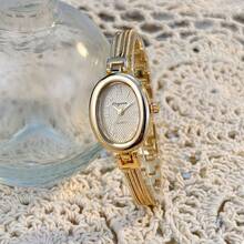1pc Women's Tassel Soft Alloy Expressive New Oval Case Watch - Gold - View 2