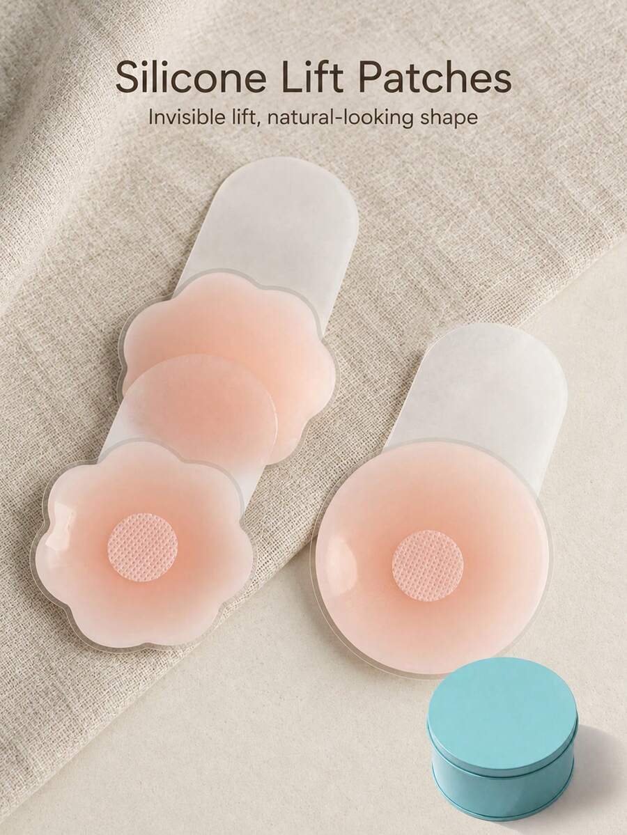 6/10pcs Reusable Silicone Nipple Covers, Invisible Breast Petals, Non-Slip Nipple Pads, Solid Color Bra Accessories, 100% Silicone Material, Hand Washable, Easy To Clean, Suitable For All Bust Sizes - Multicolor - View 1