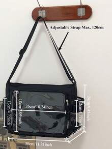 Japanese Style Cute Basic Solid Color Transparent Ita Bag Crossbody Bag, Fits 10cm Plush Doll, DIY Ita Bag, Concert Anime Fan Shoulder Bag - Black - View 3