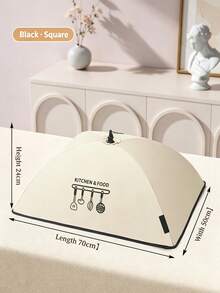 1pc, Foldable Food Cover, Minimalist Nordic Style , Premium Thick Heat-Retain Fabric, Printed Kitchen Utensil Pattern,For Home Cooking Lovers, Table Leftover Protection Against Flies & Dust - Multicolor - View 8