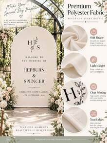 Customized Wedding Arch Fabric Decor Cover, Personalized Photo/Name/Date/Text, Polyester Double-Sided Stretch Backdrop, Party Decoration, Wedding Welcome Sign, Bridal Shower Gift, No Power Required, Suitable For Wedding, Birthday, Party - Multicolor - View 3