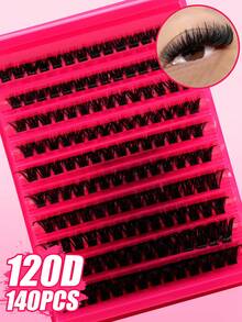 120/140/160/200pcs D Curl DIY Cluster False Eyelashes, Ultra Dense Long Cluster Lashes, Curled Single Lash, Thin Long Lashes, Manga Style Lashes, Suitable For Home Beginners, Thickened Brown False Eyelashes - D - View 9