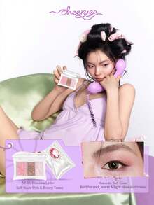 chéeryep Pillow Gem 眼影 SE05 Blossom Letter 5.5g，3色夢幻眼影盤，鑲鑽枕頭設計搭配3D壓花，柔霧與閃亮妝效，自然水光感，持久不褪色，防暈染，適合初學者，禮物首選 - SE05 花卉字母 - 查看 5