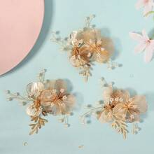 3PCS Plant Casual Party Elegant Iron Hair Clips Bridal Wedding Hair Accessories All Seasons - Golden - View 4